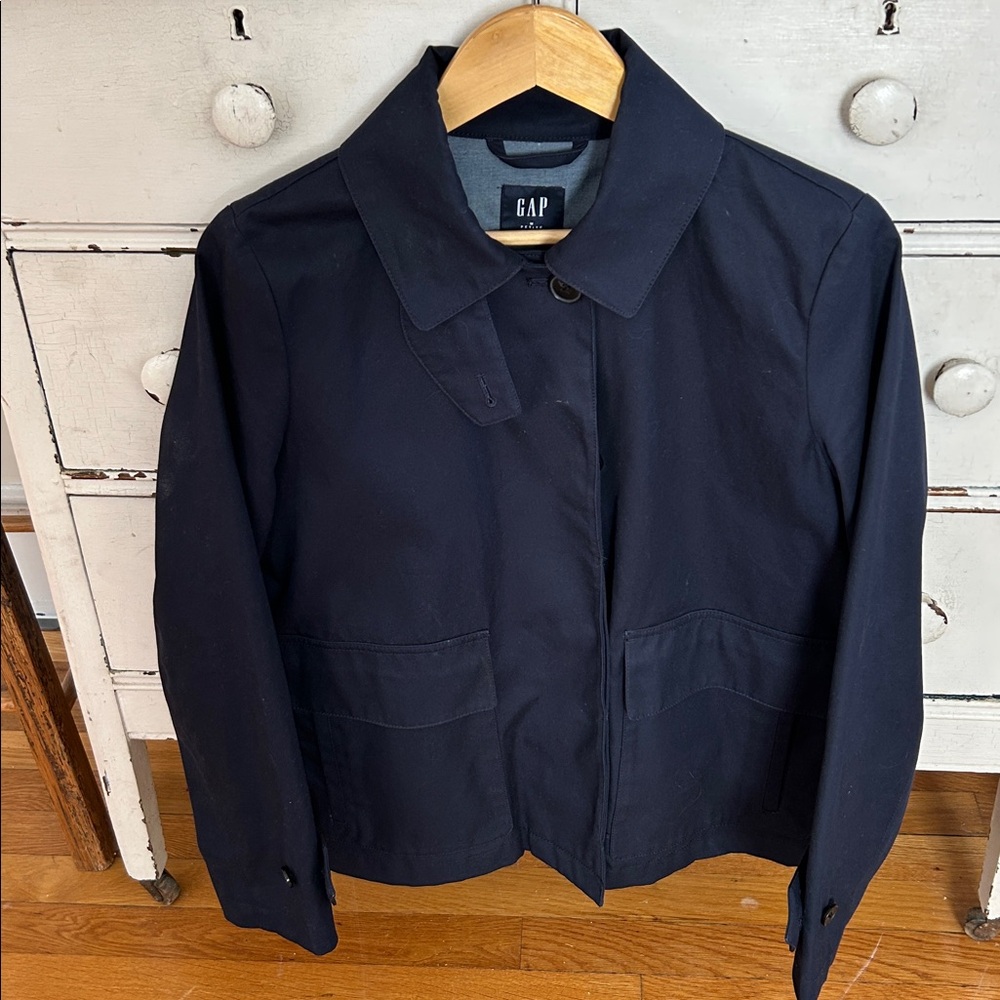 Short Navy Trench Coat, blue
